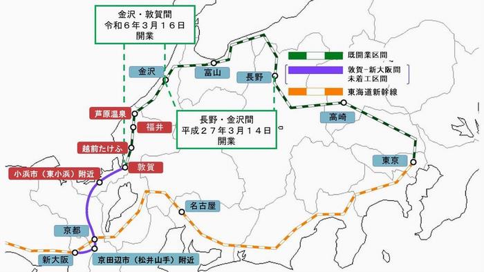 北陸新幹線延伸図