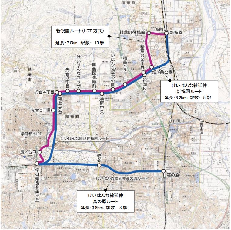 京阪奈新線延伸ルート