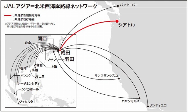 JALの北米ネットワーク