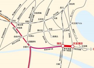 東急新空港線 新空港線「蒲蒲線」ルート図