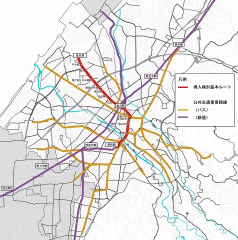 金沢市新しい交通システム基本ルート案