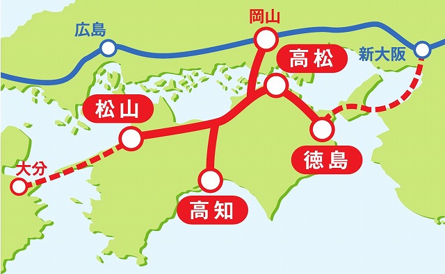 四国新幹線ルート図