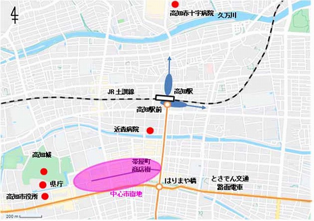 新幹線高知駅位置図