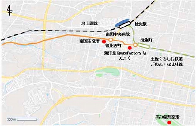 四国新幹線後免駅位置図