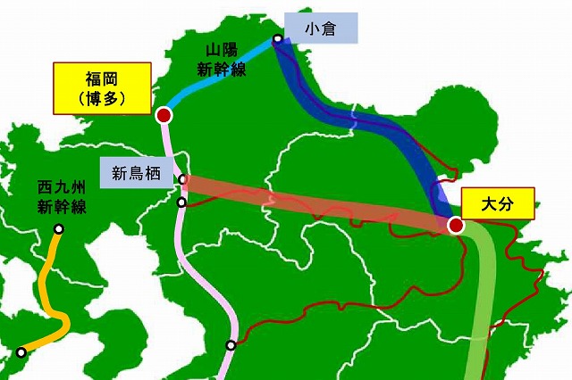 東九州新幹線日豊本線ルートと久大本線ルート