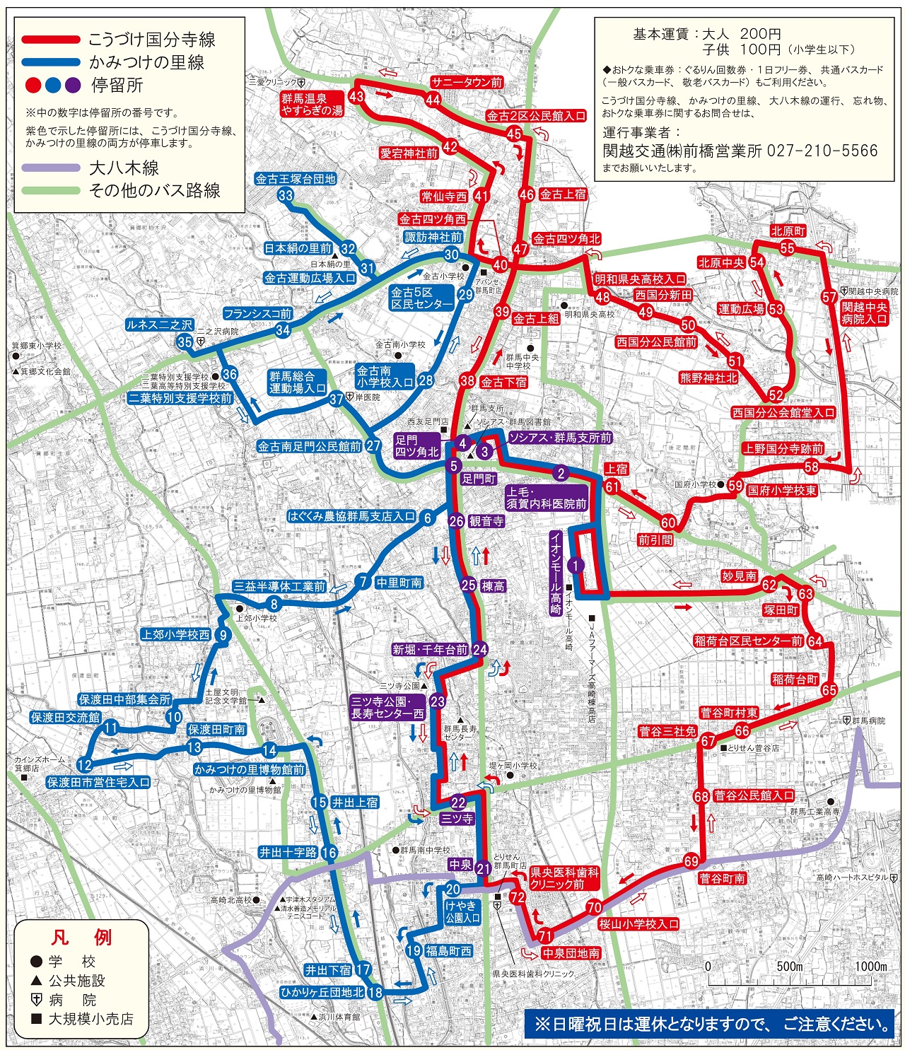 かみつけの里線ルート図