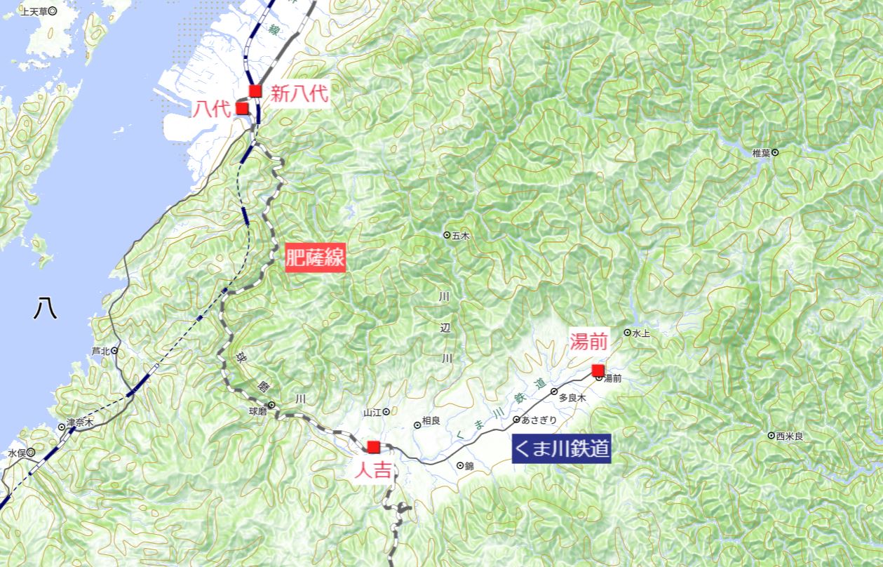 肥薩線・くま川鉄道地図