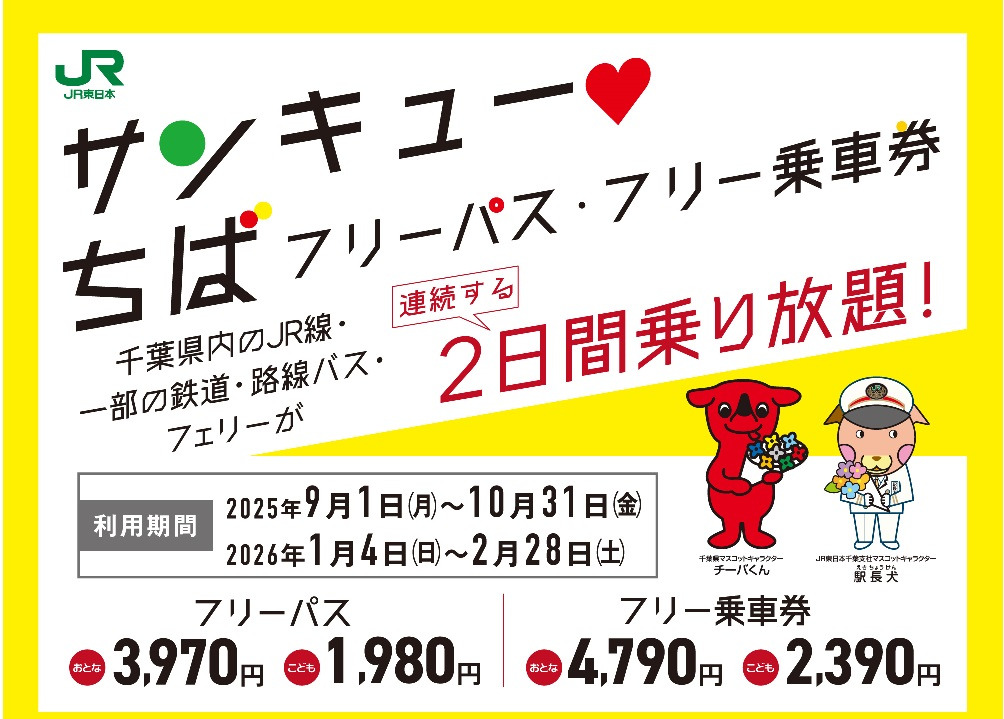 サンキュー♥ちばフリーパス・フリー乗車券