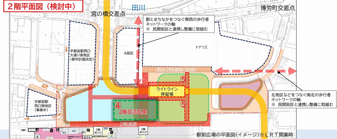 宇都宮LRT西側延伸路線図