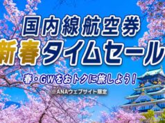 ANAが国内線新春タイムセールを1/7開催。3~5月搭乗分、羽田~福岡9,500円~ ANAタイムセール2026年1月