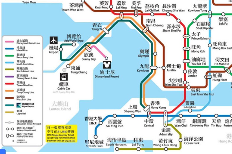 香港MTR地図