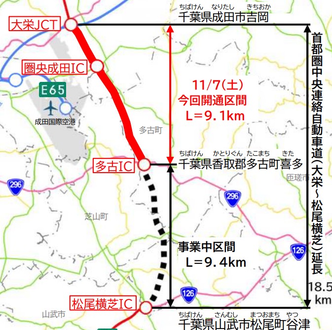 圏央道多古延伸地図